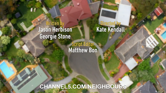 Neighbours end credits with Matthew Bon as Script Editor